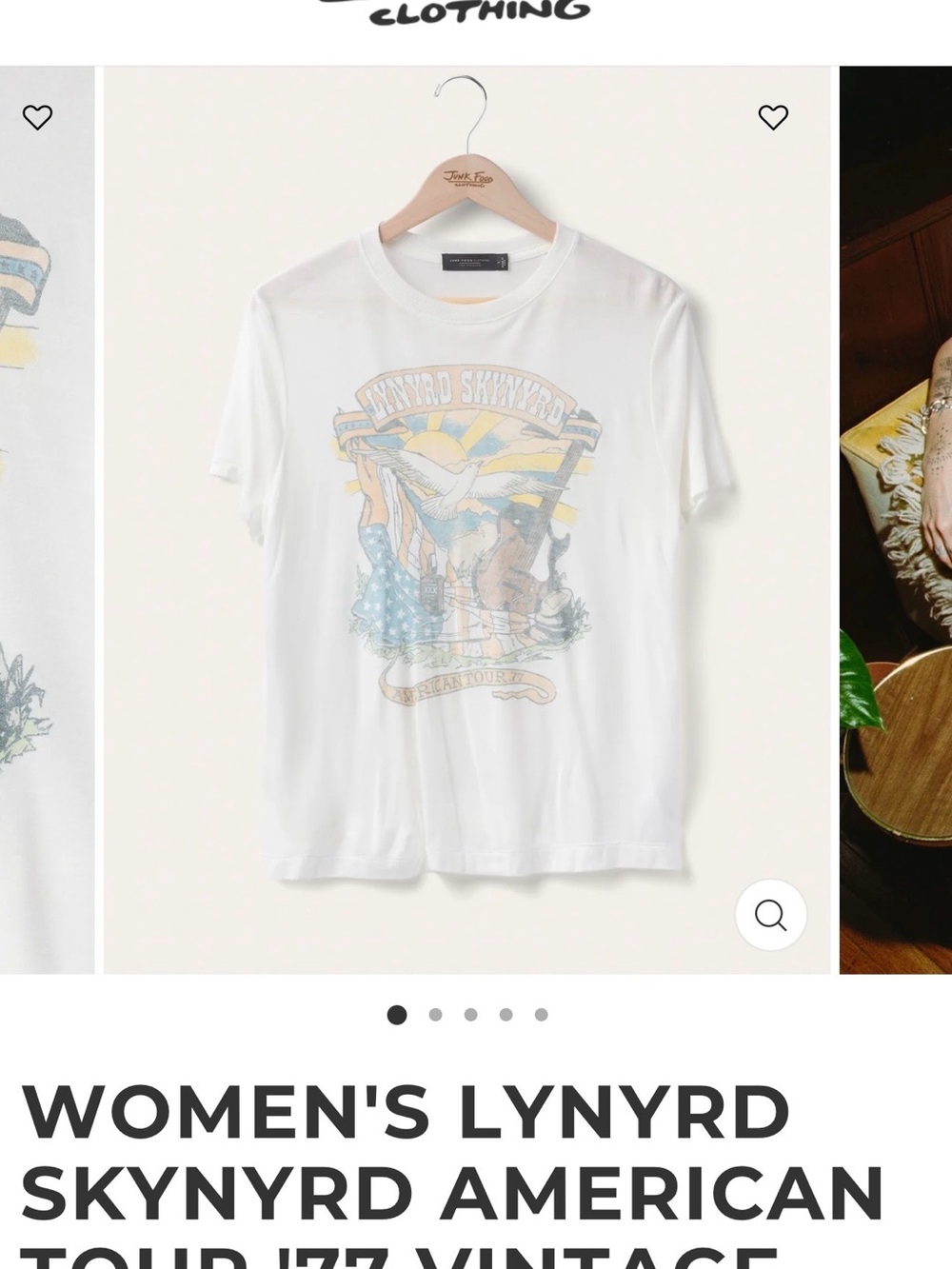 NWT-Junk Food Clothing White Lynyrd Skynyrd Tour Graphic Tee Size Large